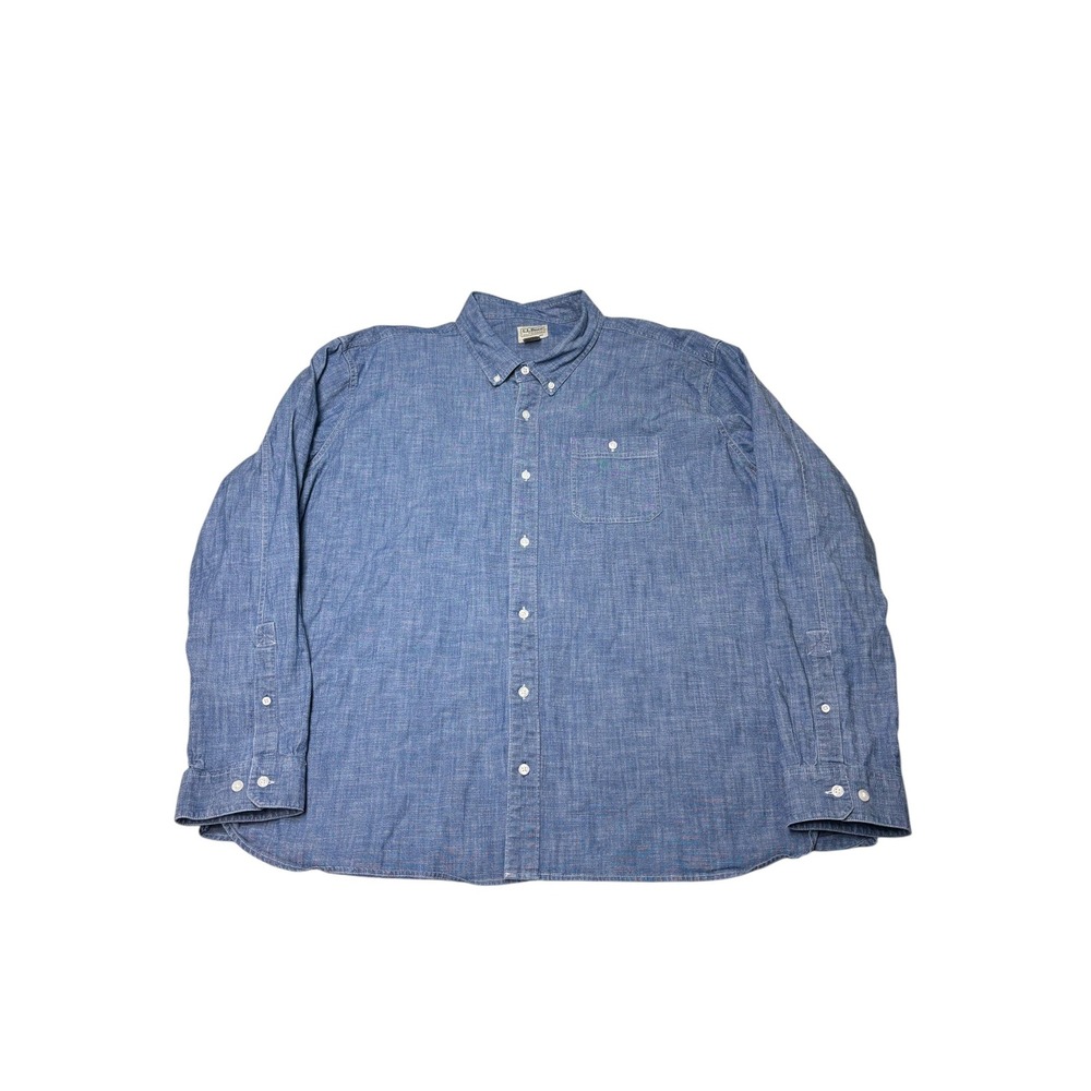 LL Bean Mens XXL Traditional Fit Blue Chambray Button Down Shirt